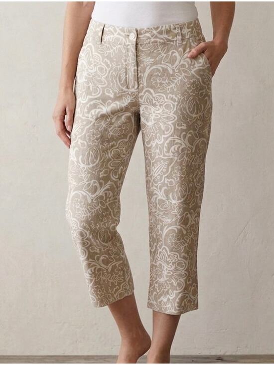 Sigrid Olsen Pants - Sigrid Olsen Poet 100% Linen Wide Leg Cropped Pants Sz 4 Beachy Summer Vacation